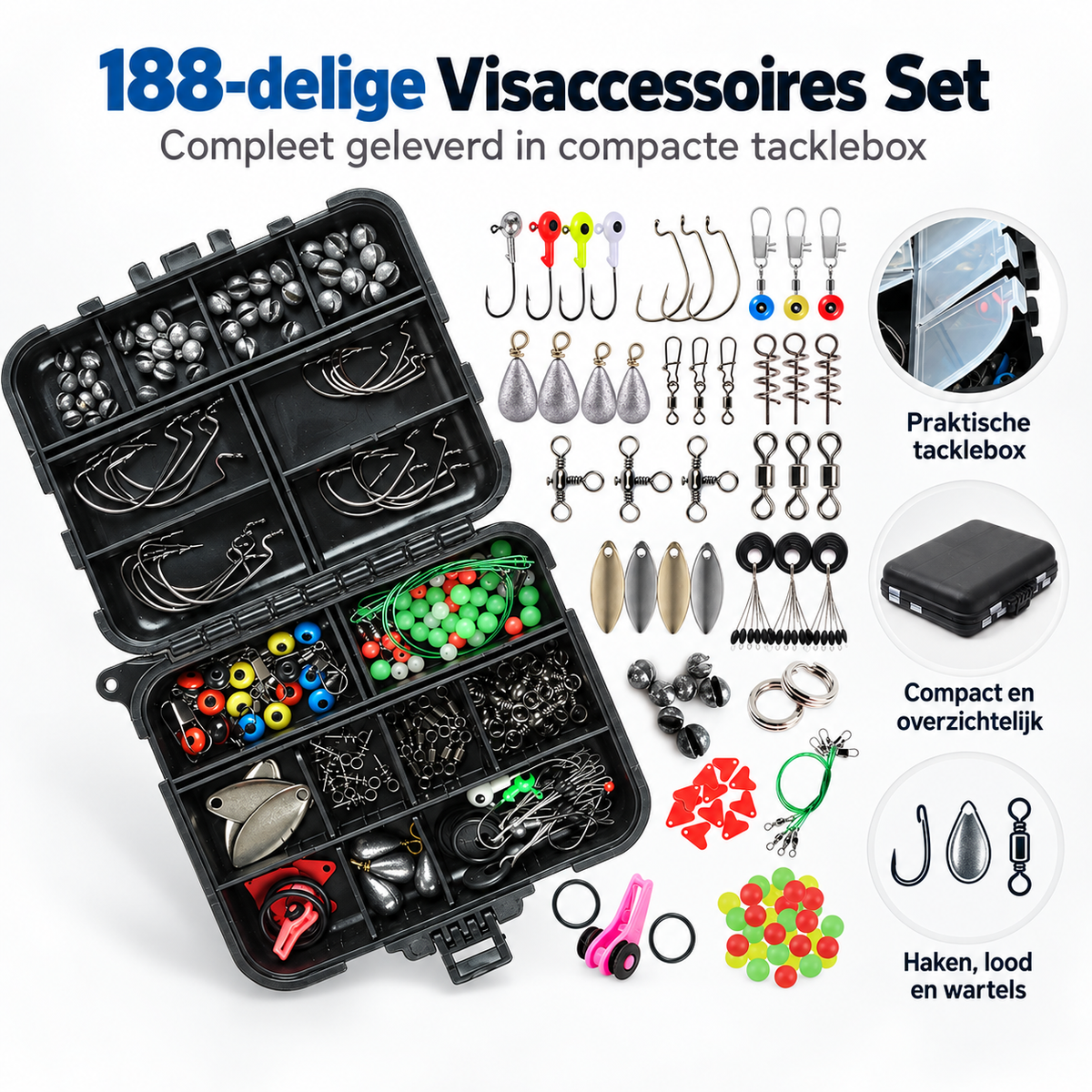 188-delige Visaccessoires Set met Tacklebox