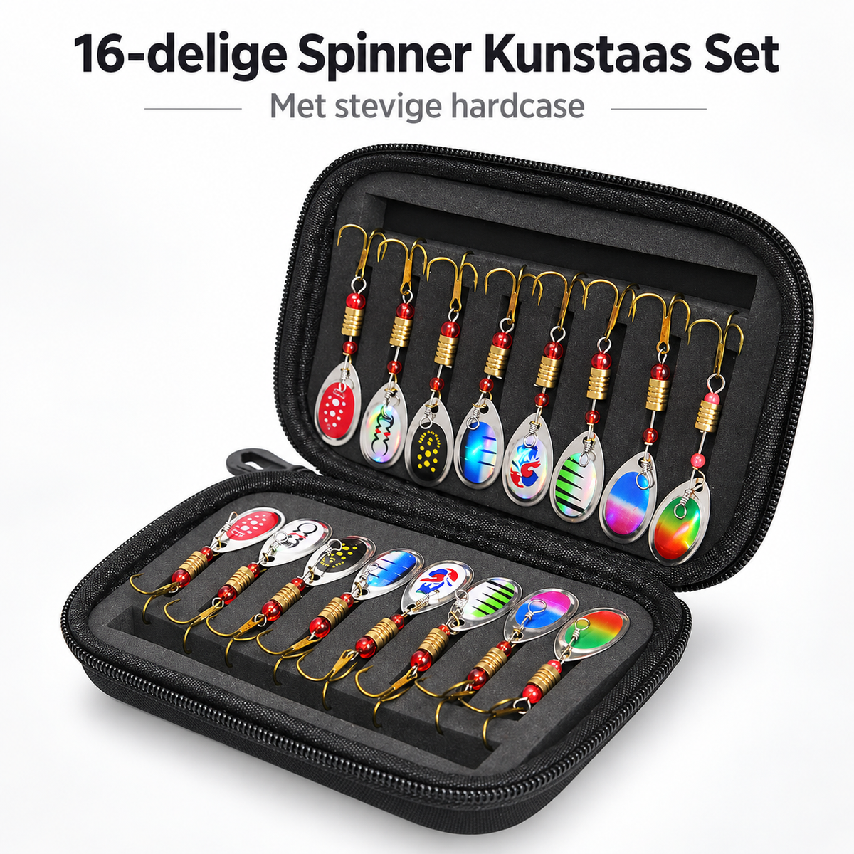 16-delige Spinner Kunstaas Set met Hardcase