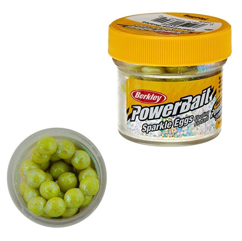 Berkley-Powerbait Sparkle Power Eggs Floating Chartreuse - Scales-chartreuse - Hengelsport De Goeie Vangst