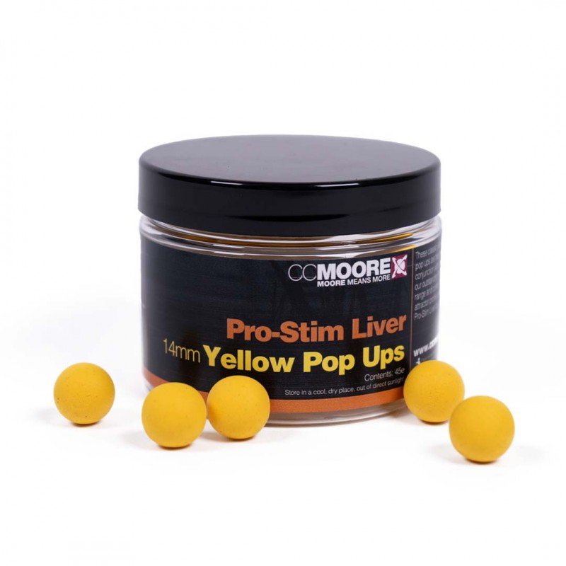 CCMOORE-Pro-stim Liver Yellow Pop Ups | 14mm-Geel-14mm-Hengelsport De Goeie Vangst