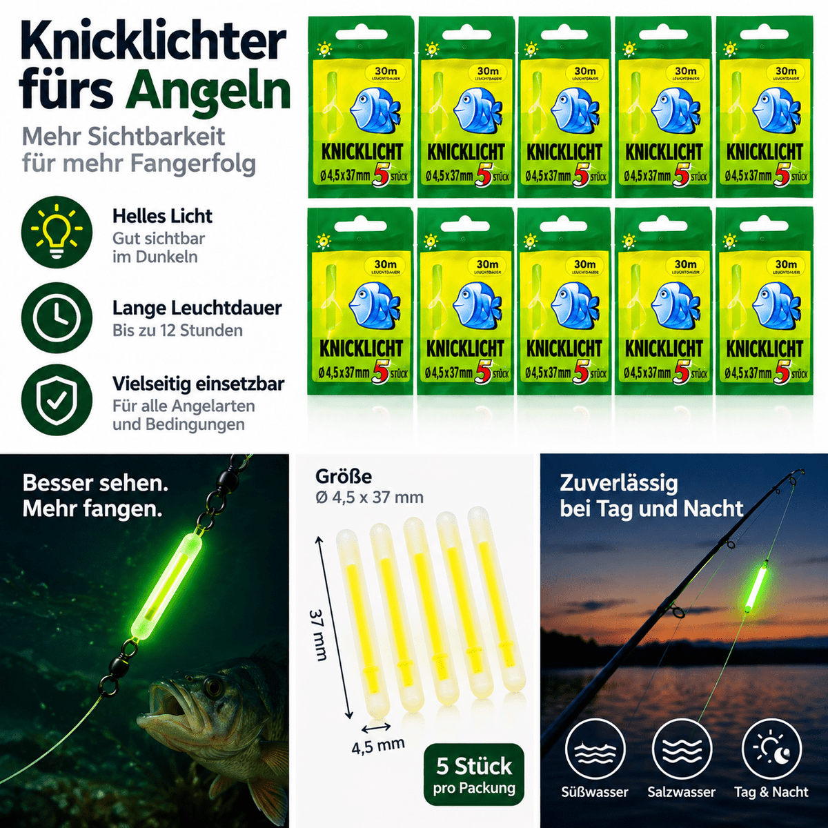 De Goeie Vangst-100-delige Nachtvis Lichtstaafjes Set voor Hengeltop - De Goeie Vangst