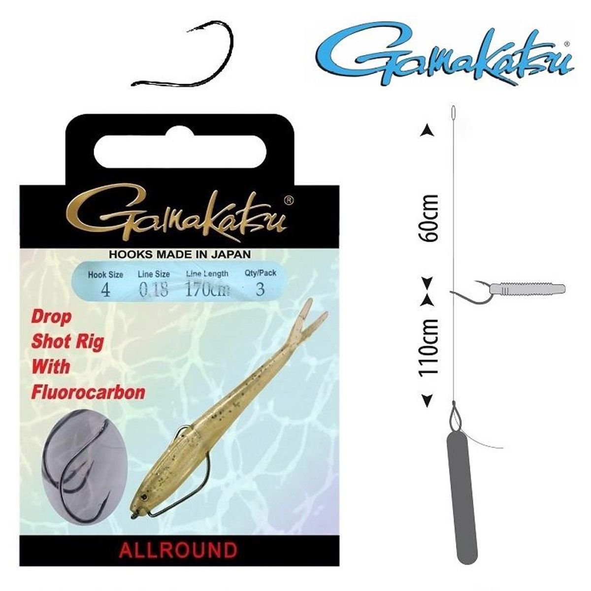Gamakatsu - Drop Shot Rig With Fluorocarbon - Hengelsport De Goeie Vangst