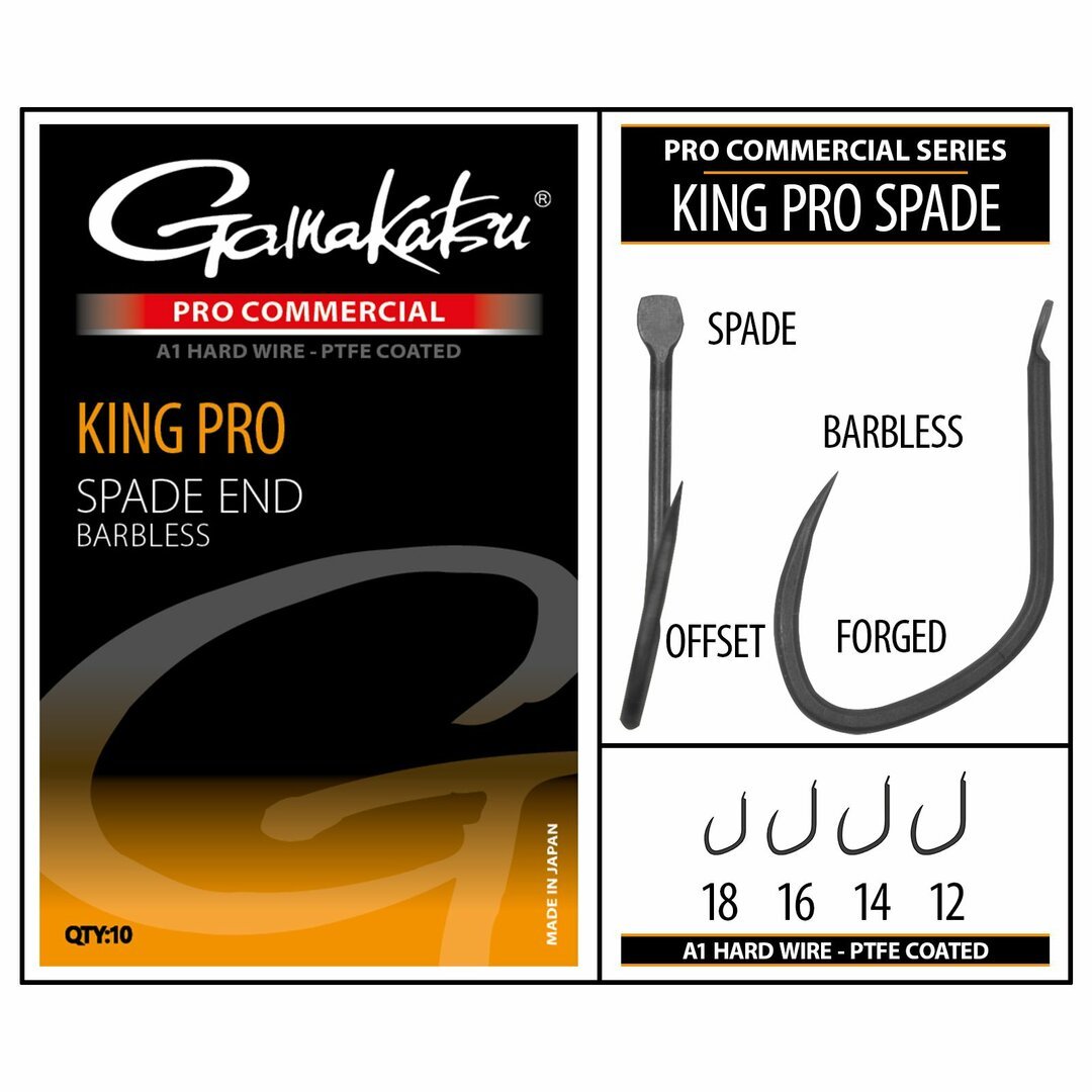 Gamakatsu - Pro - C King Pro Spade A1 PTFE Bladed Barbless Haken - Hengelsport De Goeie Vangst