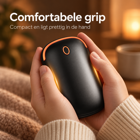 2-in-1 Elektrische Handwarmer & Powerbank – Dubbelzijdige Verwarming met Digitaal Display