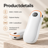 2-in-1 Elektrische Handwarmer & Powerbank – Dubbelzijdige Verwarming met Digitaal Display