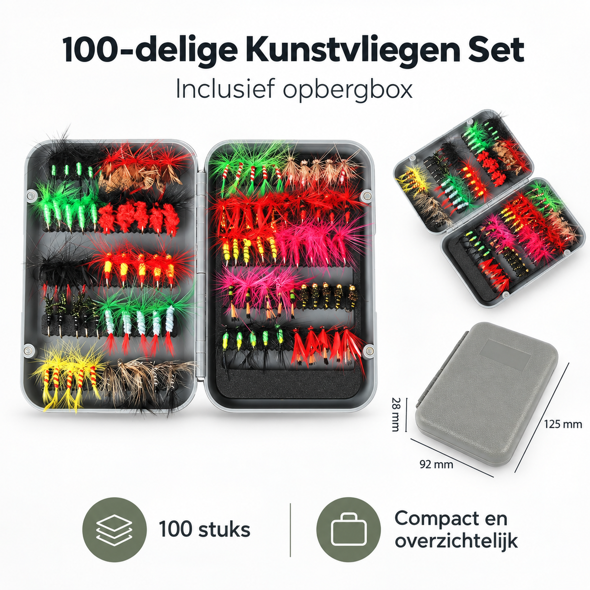 100-delige Kunstvliegen Set met Opbergbox
