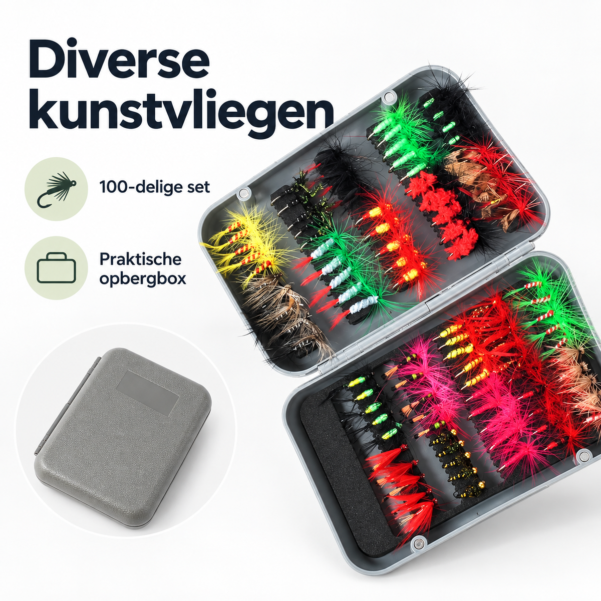 100-delige Kunstvliegen Set met Opbergbox