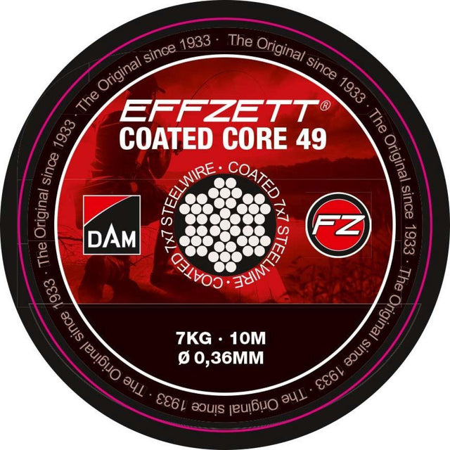 Dam-Effzett Coated Core49 Steeltrace | 10m-0.36mm | 7kg - Hengelsport De Goeie Vangst