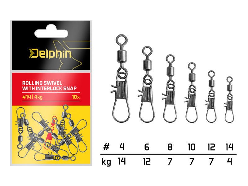 Delphin - Rolling Swivel With Interlock Snap | 10 Stuks - Hengelsport De Goeie Vangst