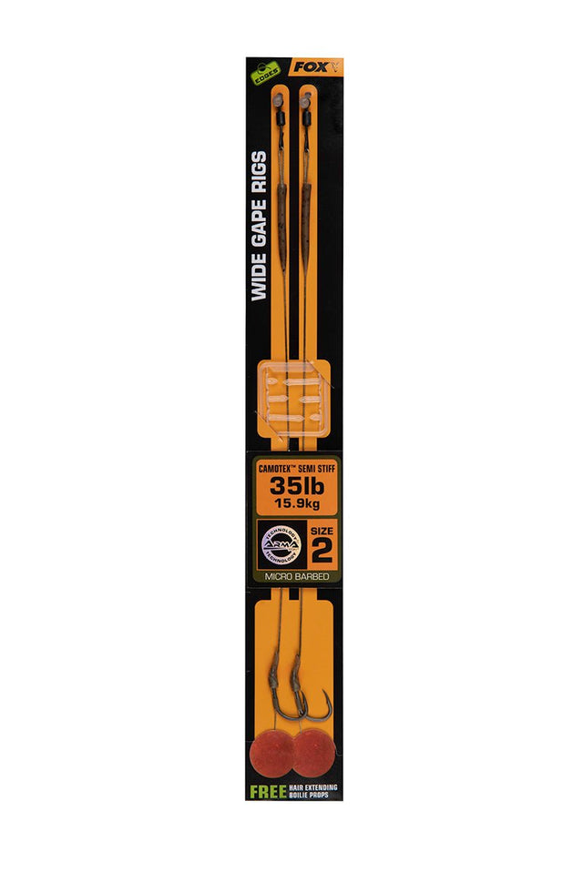 Fox Carp - Edges Wide Gape Rigs Camotex Semi Stiff - Hengelsport De Goeie Vangst
