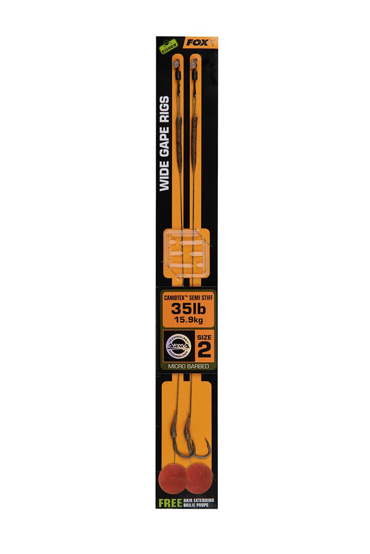 Fox Carp-Edges Wide Gape Rigs Camotex Semi Stiff-2 - Hengelsport De Goeie Vangst