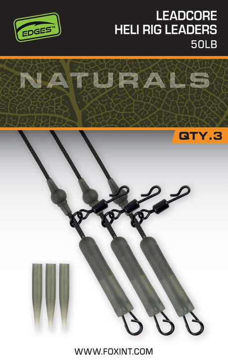Fox Carp-Edges Naturals Leadcore Heli Rig Leaders | 50Lb-50lb - Hengelsport De Goeie Vangst