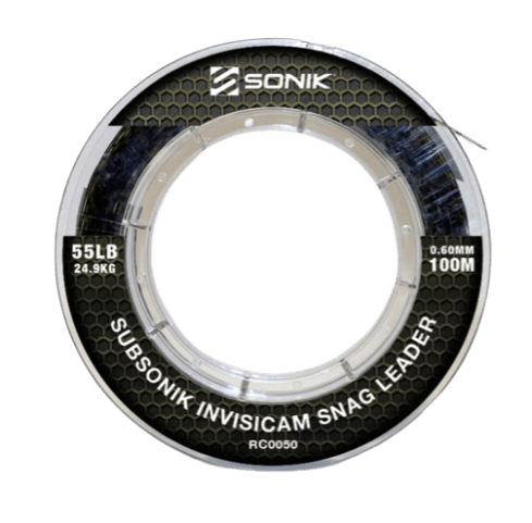 Sonik-Invisicam Snag Leader | 100m-Groen/ Bruin/ Zwart-45lb-Hengelsport De Goeie Vangst