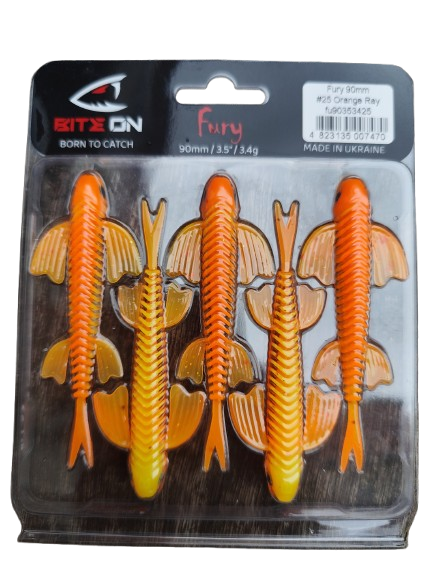Bite On-Fury Softbait-9cm-Orange Ray-De Goeie Vangst