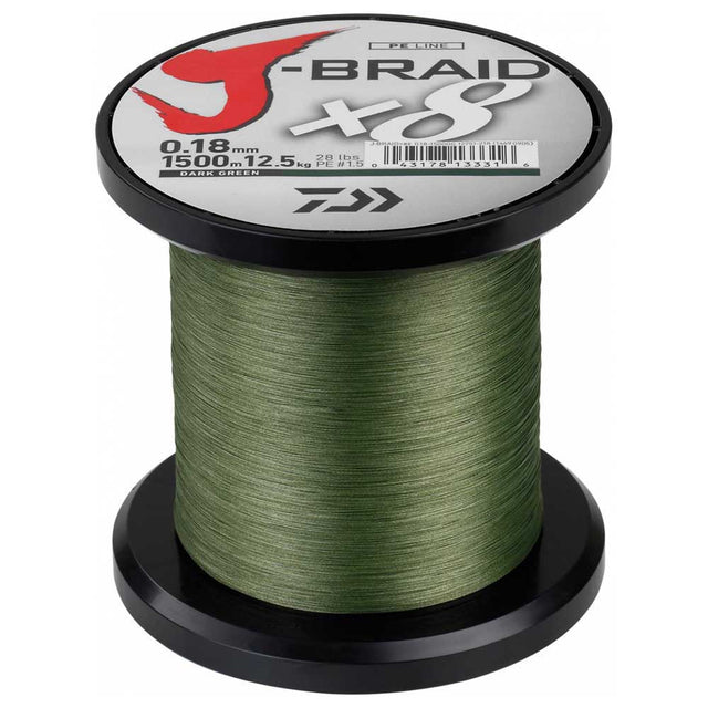 Daiwa-J-Braid X8 | 1500M | Dark Green-0.28mm - Hengelsport De Goeie Vangst