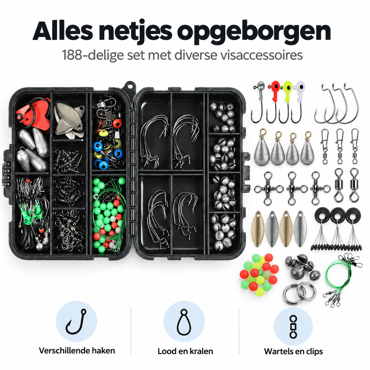 De Goeie Vangst-188-delige Visaccessoires Set met Tacklebox - De Goeie Vangst