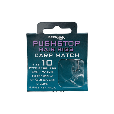 Drennan - Pushstop Hair Rigs Carp Match - Barbless - Hengelsport De Goeie Vangst