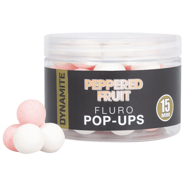 Dynamite Baits-Peppered Fruit Fluro Pop-Ups 15mm - Hengelsport De Goeie Vangst