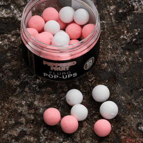 Dynamite Baits-Peppered Fruit Fluro Pop-Ups 15mm - Hengelsport De Goeie Vangst