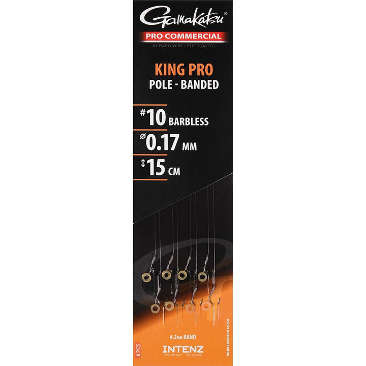 Gamakatsu-King Pro Pole Banded Barbless Onderlijnen-H10 0.17mm 15cm - Hengelsport De Goeie Vangst
