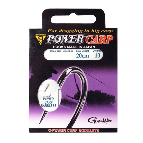 Gamakatsu-Power Carp Barbless Zwart-H10 0.20mm 20cm - Hengelsport De Goeie Vangst