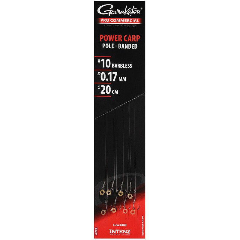 Gamakatsu - Power Carp Pole Banded Barbless Onderlijnen - Hengelsport De Goeie Vangst