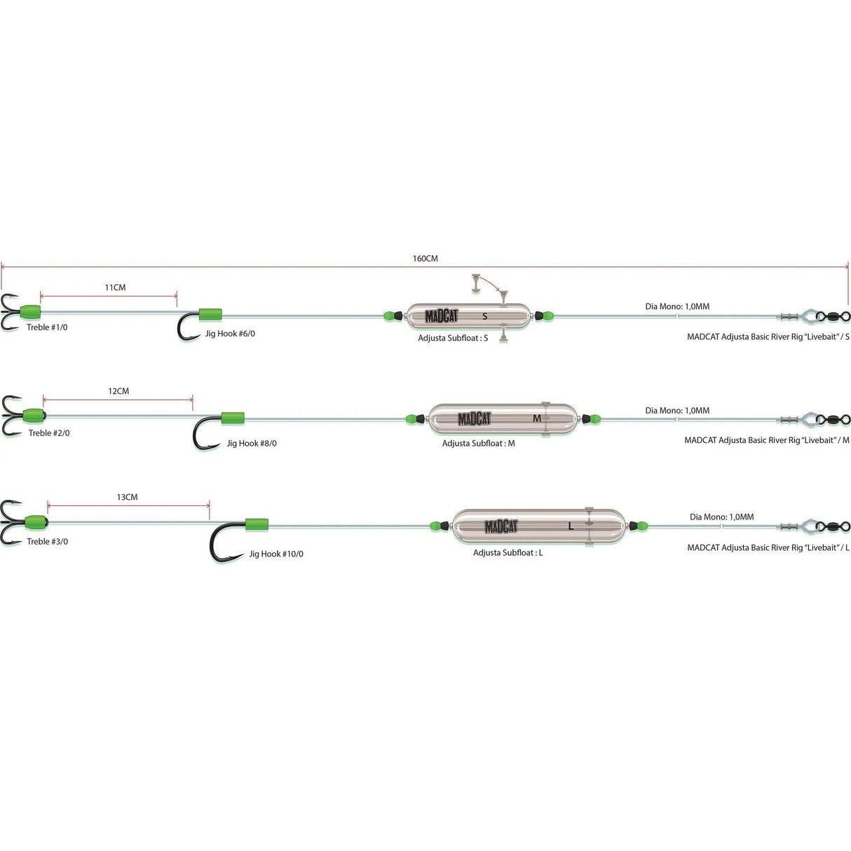 Madcat - Adjusta Basic River Rig Live Bait - 56659 - Hengelsport De Goeie Vangst