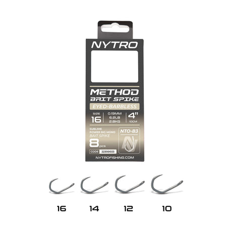 Nytro - NTO - B3 Barbless Method Bait Spike Ready Tied Rigs – 10 cm - 22300030 - Hengelsport De Goeie Vangst