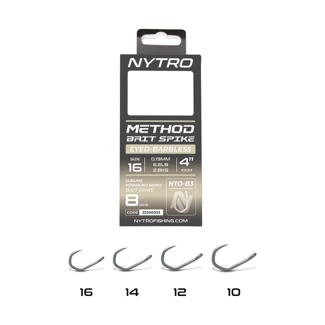 Nytro - NTO - B3 Barbless Method Bait Spike Ready Tied Rigs – 10 cm - 22300030 - Hengelsport De Goeie Vangst