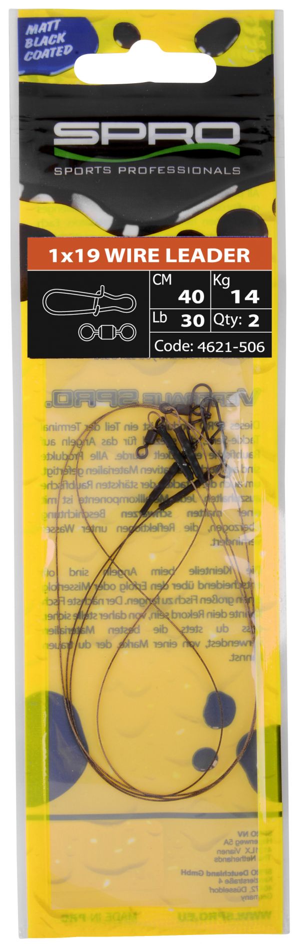Spro-Matt Black Leader 1X19 Wire-6.8kg / 30cm - Hengelsport De Goeie Vangst