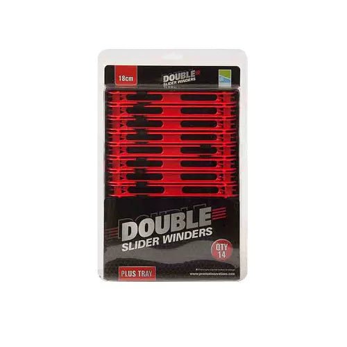 Preston - Double Slider Winders In A Tray | 18cm | Rood - Hengelsport De Goeie Vangst