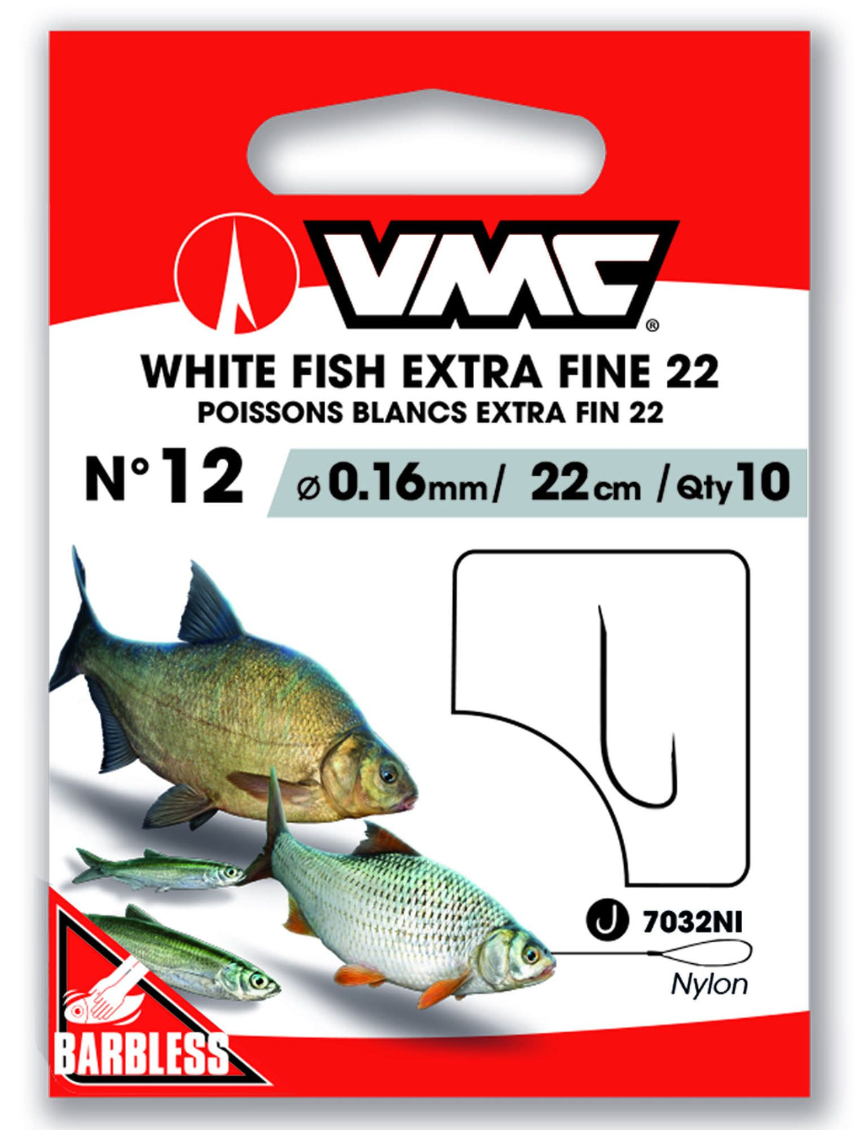 VMC - Witvis Extra Fijn Barbless Gemonteerde Onderlijnen 22cm - Hengelsport De Goeie Vangst