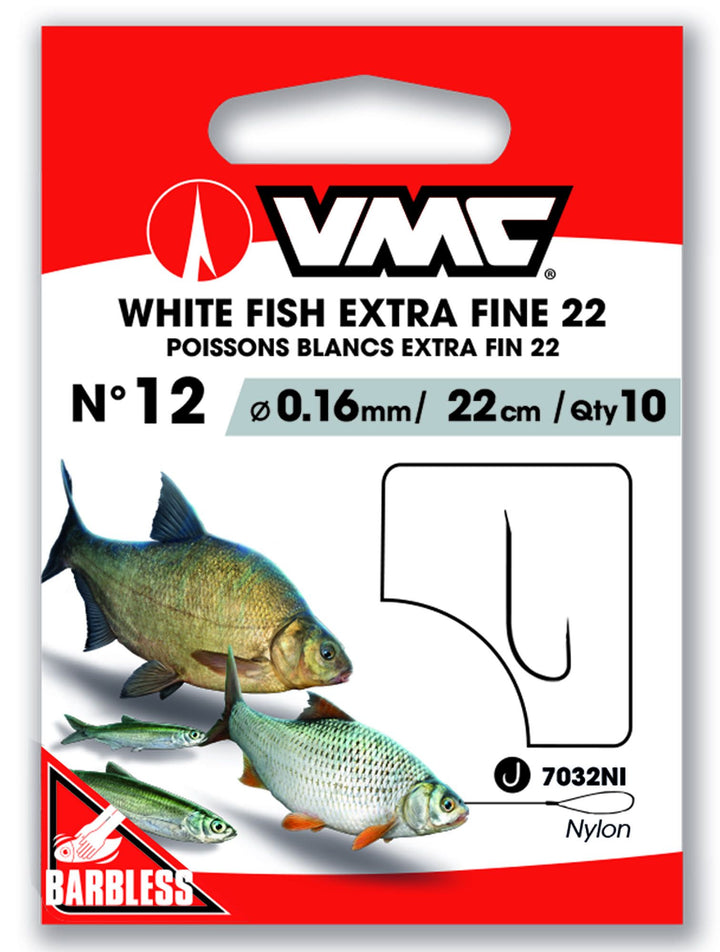 VMC-Witvis Extra Fijn Barbless Gemonteerde Onderlijnen 22cm-H12 0.16mm 22cm - Hengelsport De Goeie Vangst